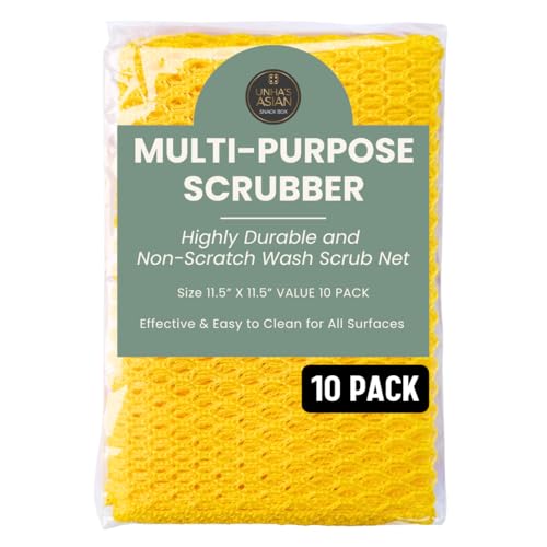 Unha's mesh Dish Scrubber Cloths, 10 Pack, Produt of Korea | Quick-dry polyester net scrubbers for dishes, pots, pans, sinks, stovetops and everyday kitchen cleaning
