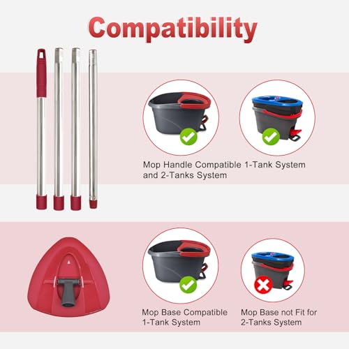 Mop Handle for Ocedar, Mop Handle for O Cedar, Spin Mop Replacement Handle for O Cedar, 4-Section Spin Mop Handles and Base for Ocedar, 30" to 58" Mop Stick Pole Handle and Base for Ocedar Spin Mop - size: Mop Handle with 1 Tank Base