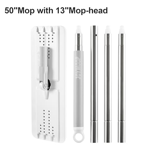 JOYMOOP Mops and Bucket with Wringer Set with 61" Mop Handle with Flexible 13" Flat Head with Flat Mop