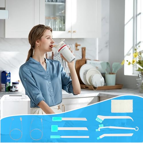 16 Pcs Ice Maker Machine Cleaning Brush Set Tools for Housekeeping, Humidifier Cleaning Brush, 2 Pcs 55 in Pipe Brushes Nylon Bristles with 12 Professional Crevice Clean Brushes for Household