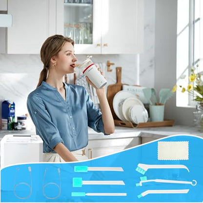 16 Pcs Ice Maker Machine Cleaning Brush Set Tools for Housekeeping, Humidifier Cleaning Brush, 2 Pcs 55 in Pipe Brushes Nylon Bristles with 12 Professional Crevice Clean Brushes for Household