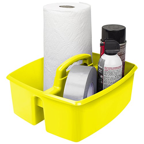 Storex 2-Compartment Large Caddy – Multipurpose Classroom Organizer with Handle, Yellow, 6-Pack (00957U06C) - color: Yellow, size: 6-Pack, style: Large
