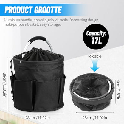 Cleaning Caddy with Handle, 17L Cleaning Products Organiser, Portable Cleaning Caddy with 7 Pockets, Foldable Storage Basket for Cleaning Products, Home, Garden & Household Supplies