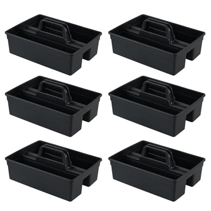 Readsky 6 Packs Plastic Cleaning Storage Caddy with Handle, 3-Compartment Cleaning Caddy, Nestable Portable Tool Organizer Box for Garage, Bathroom, Office Supplies
