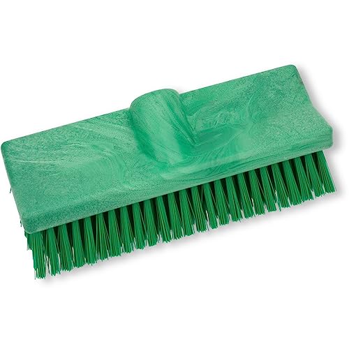 SPARTA 40423EC09 Plastic Floor Scrub Brush, Wall Brush, Equipment Brush With Nonabsorbent Bristles For Industrial Kitchens, Hospitals, Commercial Cleaning, 10 Inches, Green, (Pack of 2) - color: Green