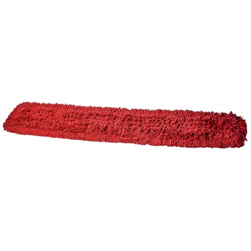 Commercial Dust Mop Replacement Head – 48 x 5 in. Cotton Nylon Reusable Mop Head – Industrial Dust Mop Refill for Floor Cleaning & Janitorial Supplies, Red - color: Red, size: 48 X 5 Inch
