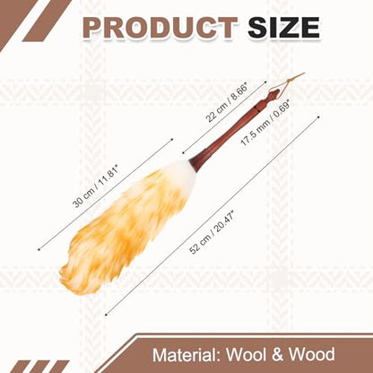 uxcell Wool Duster, 20.5" Natural Feather Cleaner Household Cleaning Duster with Solid Wooden Handle for Cleaning Fans Window Blinds Shelves Furniture, White Gold - color: White Gold, size: 20.5"