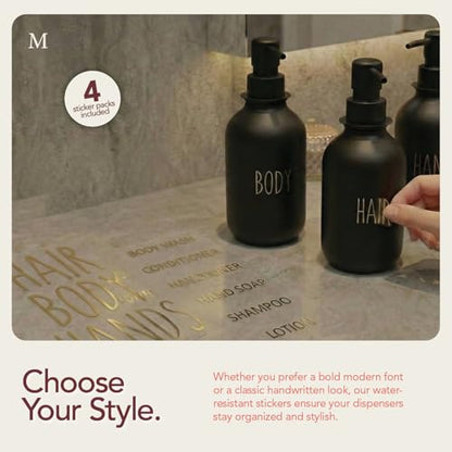 Black Soap Dispenser Set for Bathroom – 3-Packs Refillable Bottle Set, Soft Touch Pump Bottles Wall Mount Hooks Stickers Glue with Vanity Sink Placement Modern Design