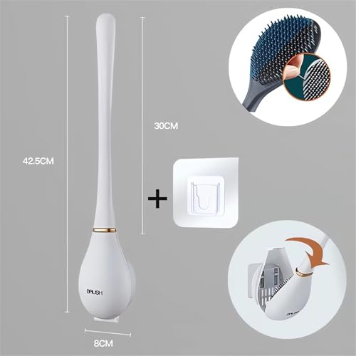 Modern Flexible Silicone Toilet Caspa for Home 2025 Silicone Toilet Wand Bowl Brush and Holder Cleaning Set Wall Mounted Rubber Bathroom Toilet Scrubber Bowl Cleaner Brushes with Dispenser (Green) - color: Green