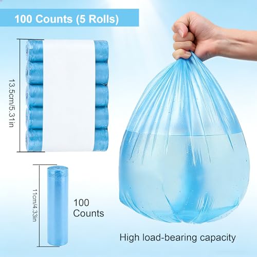 Drawstring Trash Bag 100PCS, Leakproof Small Trash Bags, Unscented Small Garbage Bags, 15 Liter Mini Wastebasket can Liners for Office Bedroom Bathroom, Blue - color: 100Blue