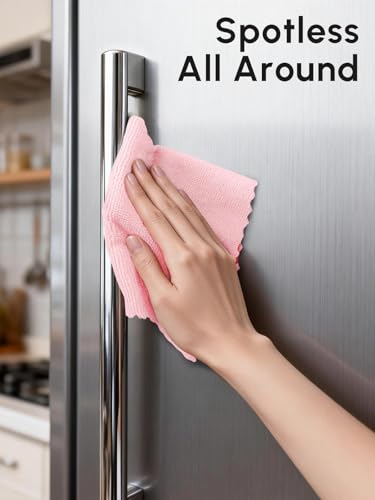 Microfiber Cleaning Cloths Roll, 75 Pack Tear Away Microfiber Towels Roll, 12" x 12" Lint Free Rags, Reusable Cleaning Cloths, Washable, Scratch Free,Ultra Absorbent Dish Rags(Pink) - color: Pink, size: 75 pack