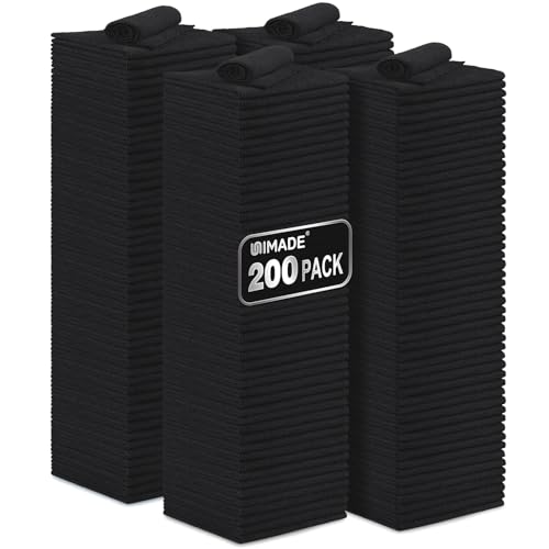 UNIMADE Microfiber Cleaning Cloth, 200 Pack Microfiber Towels for Cars Reusable Shop Rags Bulk Lint Free Cleaning Towels for Car Kitchen Automotive Bar Mechanic Restaurant Garage, 11.5"x 11.5", Black - color: Black, size: 200pk