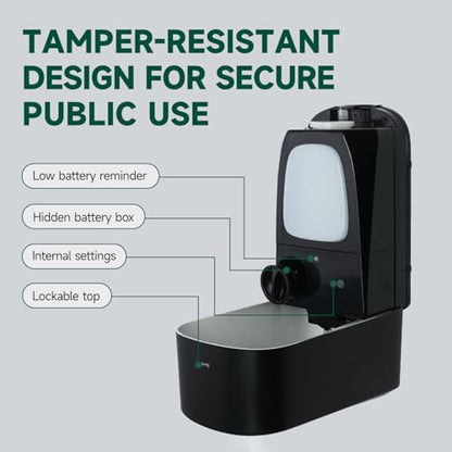 anydry Commercial Automatic Soap Dispenser Large 34oz/1000ml Capacity Wall-Mounted Touchless Liquid Dispenser for High-Traffic Restrooms, Offices, Hospitals Model AD1220S Black - color: Black