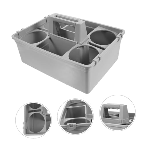 Healifty Cleaning Supplies Organizer Basket with Ergonomic Handle Portable Plastic Storage Container for Easy Access and Organization of Cleaning Tools and Sundries Multiple Compartments for Home Use