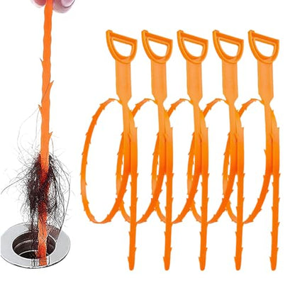 5 Pack 25 Inch Drain Snake, 2025 New Clog Remover, Flexible Hair Removal Tool for Bathroom and Kitchen, Durable Pipe Cleaning Tool for Homeowners (5 Pack) - size: 5 Pack