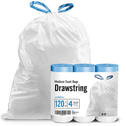Charmount 4 Gallon Trash Bag - Drawstring Small Trash Bags for Bathroom, Kitchen, Office and Bedroom, Unscented, 120 Count (Upgraded – Individual Design)… - size: 1 Count (Pack of 120)