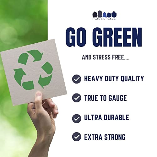 Plasticplace 32-33 Gallon Recycling Trash Bags, 1.2 Mil, Blue Garbage Liners, 33” x 39” (100 Count) - size: 1 Count (Pack of 100)