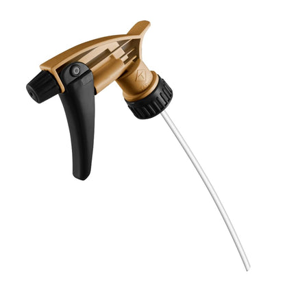 Nanoskin 6-Pack Acid Resistant Trigger Sprayer - Gold, 9 1/4" Dip Tube | High Output, Ergonomic Design, Durable Construction, Adjustable Nozzle for Mist and Stream, Ideal for Acid-Based Cleaners