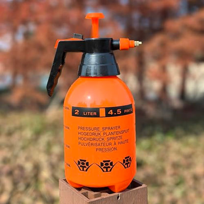 2L Handheld Garden Pump Sprayer 0.5 Gallon Water Mist Spray Bottle for Plants with Adjustable Brass Nozzle Orange (2L Orange)