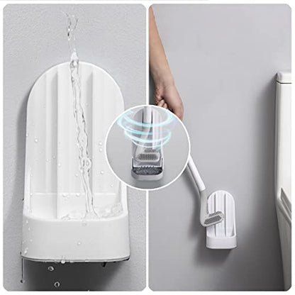 Toilet Brush, Long Handle Golf Toilet Brush with Holder 360° Deep Cleaning Flexible Silicone Toilet Cleaner Brush Wall Mounted for Bathroom (2Pcs Black) - color: 2pcs Black