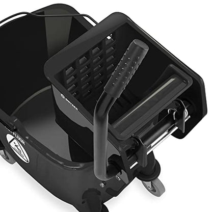 Dryser Commercial Side Press Wringer Combo Mop Bucket, 33 Quart, Black - color: Black