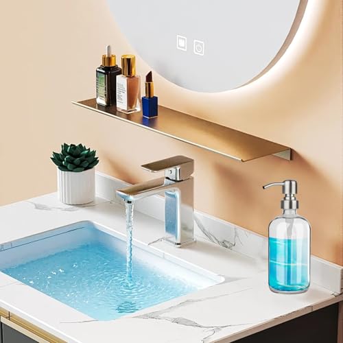 Clear Glass Soap Dispenser - Refillable Liquid Hand Lotion Dispenser for Kitchen Bathroom with Rust Proof Stainless Steel Pump (17OZ/ 500ML) (2 Pack)