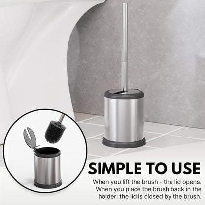 ToiletTree Products Deluxe Toilet Brush with Lid 3 Pack - style: Stainess Steel 3 Pack