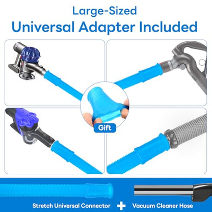 Universal Dryer Vent Cleaner Kit, Flexible Dryer Vacuum Hose Attachment and Lint Brush (Blue)