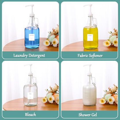 Glass Laundry Detergent Dispenser with Pump, 64OZ Liquid Laundry Soap Dispenser, Fabric Softener Dispenser Bottle for Laundry Room Organization and Storage, 1 Pack - color: 1p