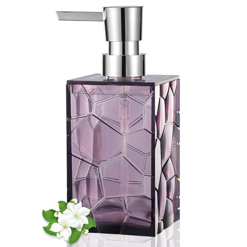 Hand Soap Dispenser, Clear Acrylic Plastic Liquid Pump Bottles Refillable Lotion Dispenser for Bathroom Decor Kitchen College Dorm, Purple - color: Clear Purple, size: 1 Pack