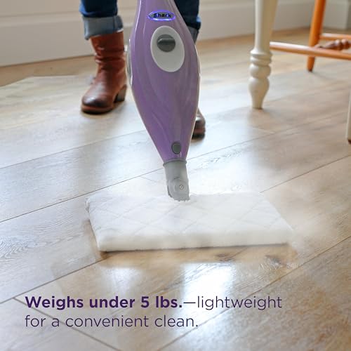 Shark Steam Pocket Mop with 2 Washable Double-sided Pads, Steam Sanitization, Swivel Steering, Lightweight, Steam Cleaner for Sealed Hard Floors, Hardwood, Marble, Tile, Purple, S3501 - style: Steam Pocket Essentials