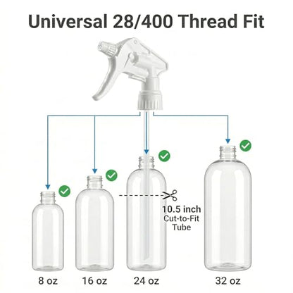 6 Pack Heavy Duty Spray Nozzle for Bottles, Leak-Proof Adjustable Spray Bottle Nozzle Replacement, Ergonomic Bottle Sprayer for Cleaning & Auto Detailing, Fits Standard 28/400 Spray Bottle Top - color: Blue&White&Black
