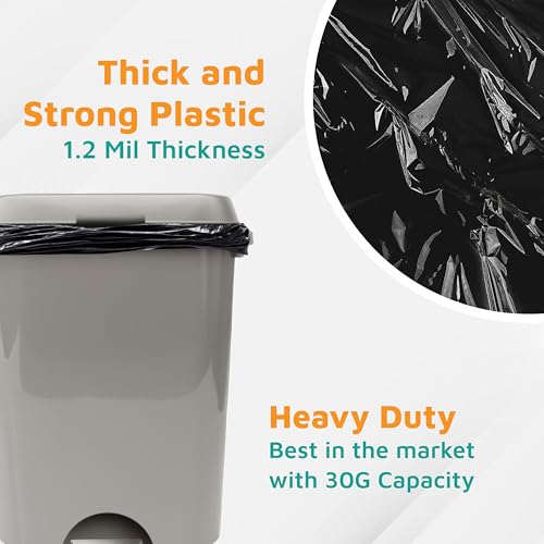 PlasticMill Heavy Duty Black Tall Garbage Bags - 20-30 Gallon Large Kitchen Trash Can Liners, 1.2 Mil, 30"x36" (250-Count) - size: 1 Count (Pack of 250)