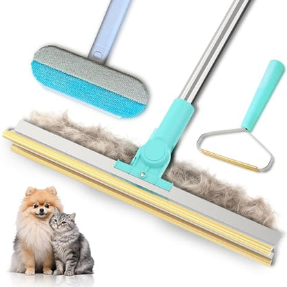 Carpet Rake for Pet Hair Removal, 3 in 1 Reusable Dog Hair Remover Scraper with Adjustable Long Handle, Carpet Clean Brushes & Cat Fur Rakes Scraper Broom for Couch, Rugs, Mats and Cars - color: carpet rake with brush 3pcs