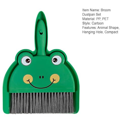 Mini Dustpan and Brush Set, Cartoon Pattern Cleaning Set, 2pcs/set Small Broom Dustpan Set, Keyboards Cleaning Mini Broom Dustpan Set, Compact Dust Pan and Hand Broom for Cleaning Brown