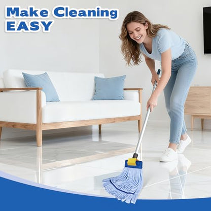 Large Microfiber Tube Mop Heads,Tube Wet Mop Refill (6 inch),Blue Heavy Duty Industrial Wet Mop Head Refill, Highly Absorbent,Commercial Mop Head Replacement,Machine Washable,Hardwood Floors(2)