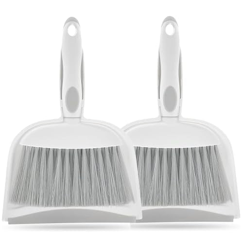 Dust pan, Mini Dustpan and Brush Set, Small Broom and Dustpan Set, Small Hand Broom and dust pan Set, Whisk Broom, Dust pan and Brush for Desk, Table, Home, Kitchen Necessities (Gray 2pcs) - size: 2pcs