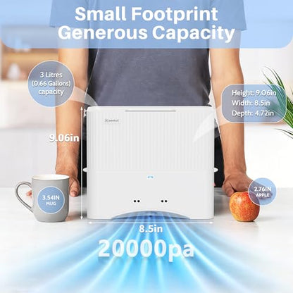 Keenhot Touchless Vacuum Automatic Dustpan - 20Kpa Suction Ultra Fast & Powerful Hair Vacuum for Sweeping Salons Pet Hair Food Dirt Home Kitchen Compact Electric Canister Vacuum Cleaner（White） - color: White
