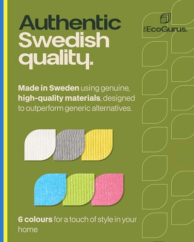 10 Pack Odour-Resistant Reusable Cleaning Cloths | Original Swedish Dishcloth | Made in Sweden | Suitable for All Surfaces | Biodegradable Cellulose Sponge | Kitchen & Bathroom | Blue - color: Blue