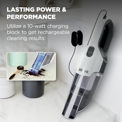 Shark Cyclone PET Handheld Vacuum with, HyperVelocity Suction, Powerful Pet Hair Pickup, Lightweight, XL Dust Cup, Including Upholstery Tool, 8" Crevice Tool, Scrubbing Brush, Pearl White, AA701 - style: Cyclone w/ 3 attachments