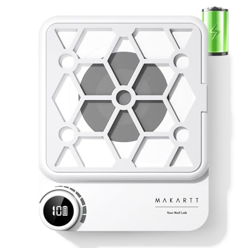 Makartt Compact Rechargeable Nail Dust Collector - 5500RPM Dust Collector Nail Tech ERYNOS Adjustable Speed,Quiet for Polishing Cuticle Manicure Salon&Home Use With 10pcs Filters&Dust Brush White - color: ERYNOS White