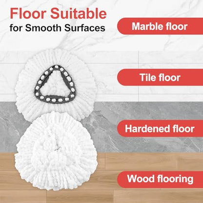 4 Pack Mop Head Replacement，Spin Mop Replacement Head Compatible with O Cedar Mop 100% Micro Fiber Mop for Cleaning Machine Washable and Easy to Replace