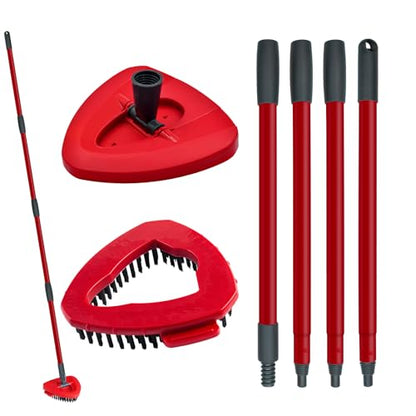 DLAIMI Mop Handle Replacement for Ocedar, 4 Section 30" to 58" Extendable Length Mop Stick for Ocedar Spin Mops Refills and Brooms Floor Cleaning, Include Base and Scrub Brush - size: Mop Handle&Brush&Base