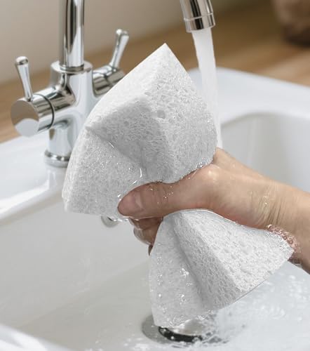 Cleaning and Washing Sponge, 3 Pack Large Extra Thick Heavy Duty Sponge Multi-Purpose for Kitchen Bathroom Bike Boat Car, Natural Cellulose Sponges 4" X 6" X 2" (White) - color: A-white