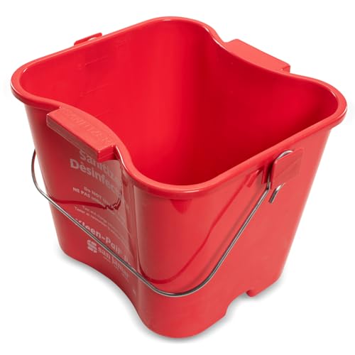 San Jamar Kleen-Pail Pro Sanitizer Pail Cleaning Bucket with Bail Handle for Cleaning, Kitchens, Restaurants, And Janitorial Use, Plastic, 3 Quarts, Red - size: 3 Quarts