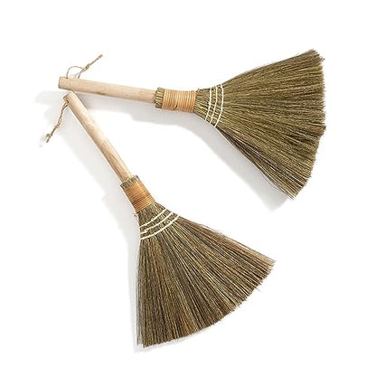 Set of 2 Vietnamese Soft Bristle Brooms, Asian Straw Broom for Kid, Decorative Broom 16.54 inch - style: 16.5in