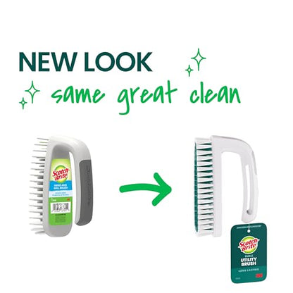 Scotch-Brite Small Utility Brush, Long Lasting Dish Brush with Handle for Scrubbing Cookware, Hands, Tile, Grout, Cutting Boards, and Utensils without Scratching, Antimicrobial, and Rinses Clean