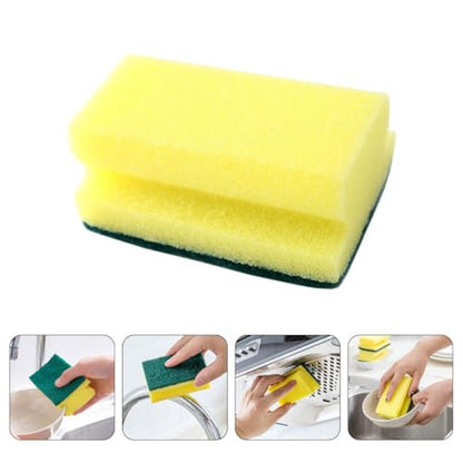 Unomor 10pcs Non-Scratch Scrub Scouring Sponge Pads for Dish Washing, Eco-Friendly Kitchen Cleaning Sponges Bulk Pack, Sturdy Pot Scrubber Suitable for Household Use