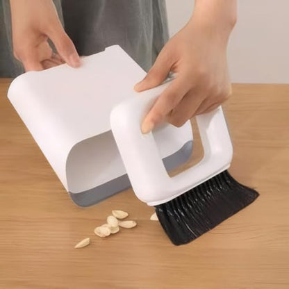 Dustpan and Brush Set Dust Pan Broom Brush Mini Dustpan with Brush Table Liquid Cleaning for KitchenTable Desk Key Board Cat Dog and Other Pets, White, KQ-001