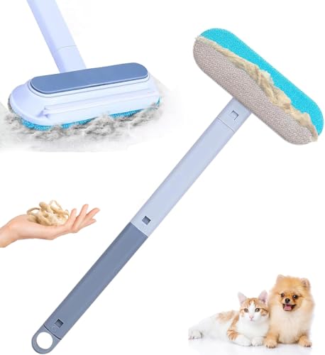 4 in 1 Pet Hair Remover, Reusable, Effective Cat and Dog Hair Removal Cleaning Tool with 17-Inch Extra Long Handle Multifunctional Fur Lint Brush for Couch, Furniture, Carpet, Clothes, Bedding - color: No Glove